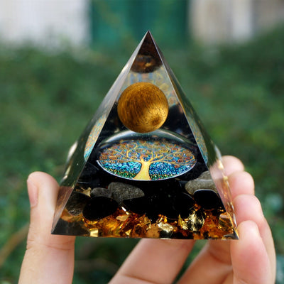 Orgonite Tiger Eye Obsidian Pyramid
