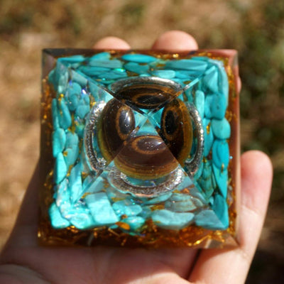 Orgonite Tiger Eye Turquoise Pyramid