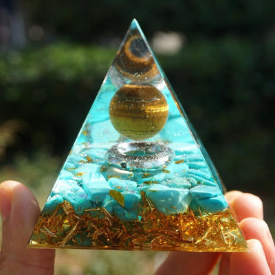 Orgonite Tiger Eye Turquoise Pyramid